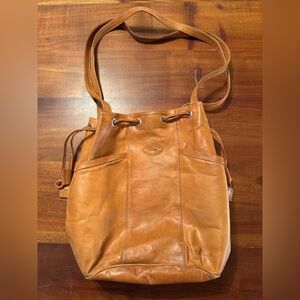 CHACO Natural Leather Brown Leather Bucket Shoulder Bag